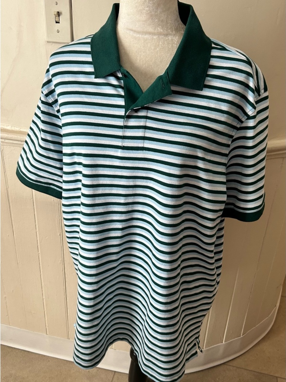 Walter Hagan Clubhouse Stripe Pique Golf Polo Shirt/Large